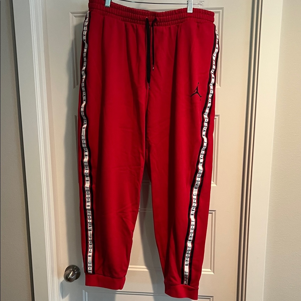 Jordan Men's Red Joggers with Side Branding
